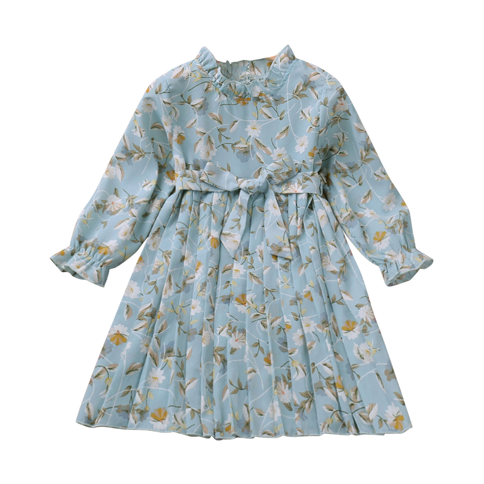HTGFGMGW Summer Dresses for Girls Kids Children Girls Summer Short Sleeve Flower Prints Princess Dress Fashion Cute Green Toddler Girl Dress Baby Flower Girl Dress Blue
